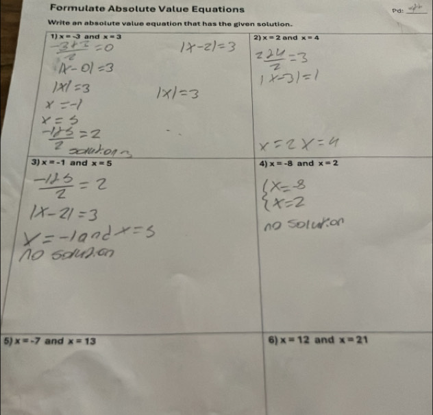 Formulate Absolute Value Equations Pd:_
5)