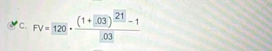 FV= 120· frac (1+1-1.03