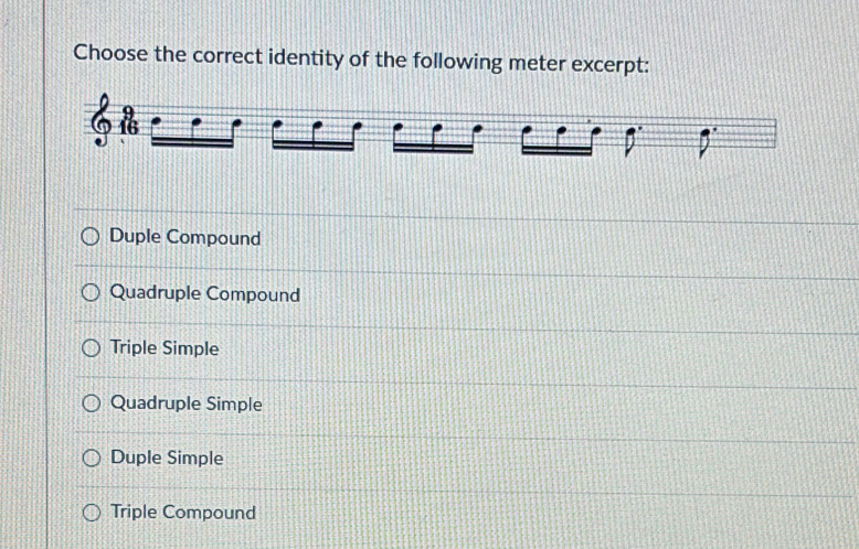 Solved: Choose the correct identity of the following meter excerpt ...