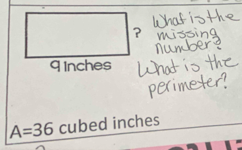 A=36 cubed inches