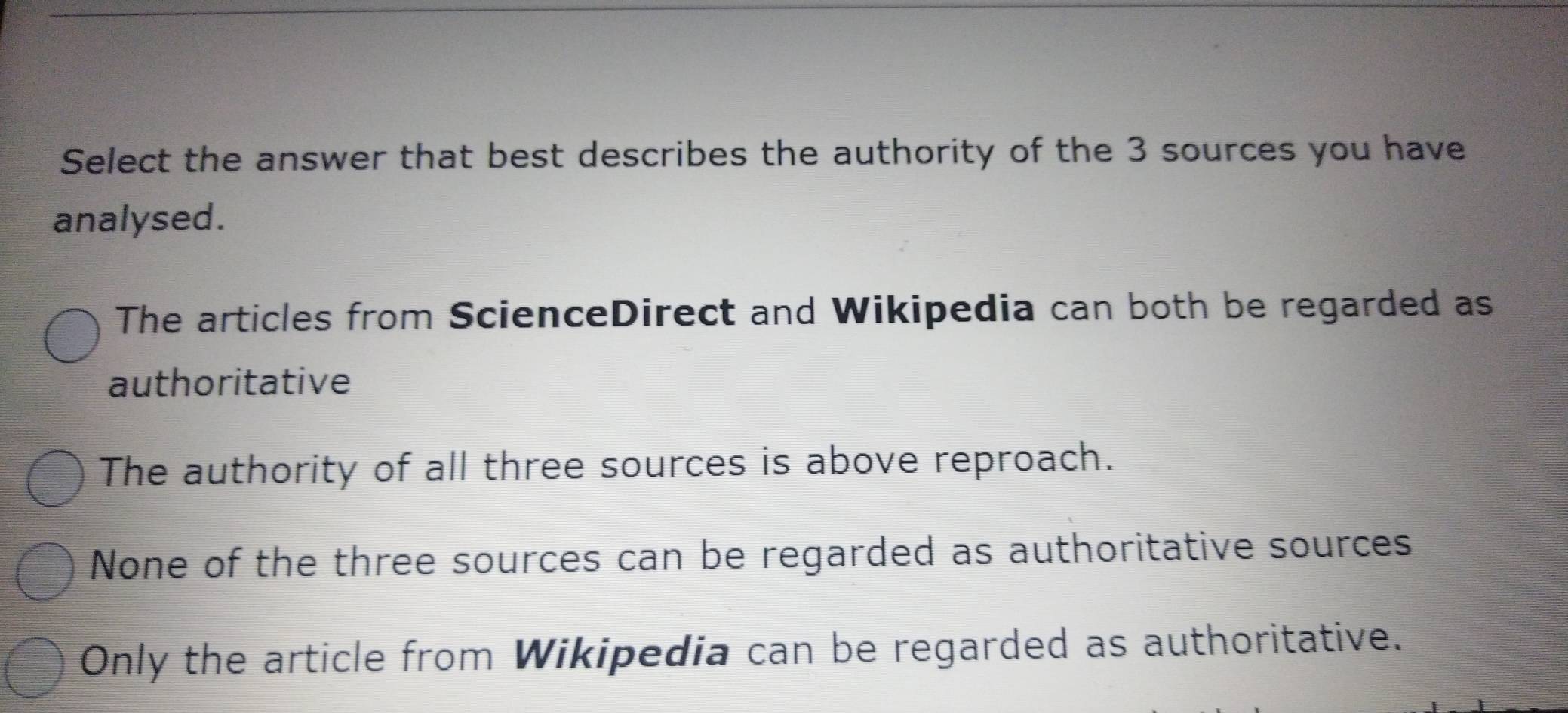 Solved: Select the answer that best describes the authority of the 3 ...