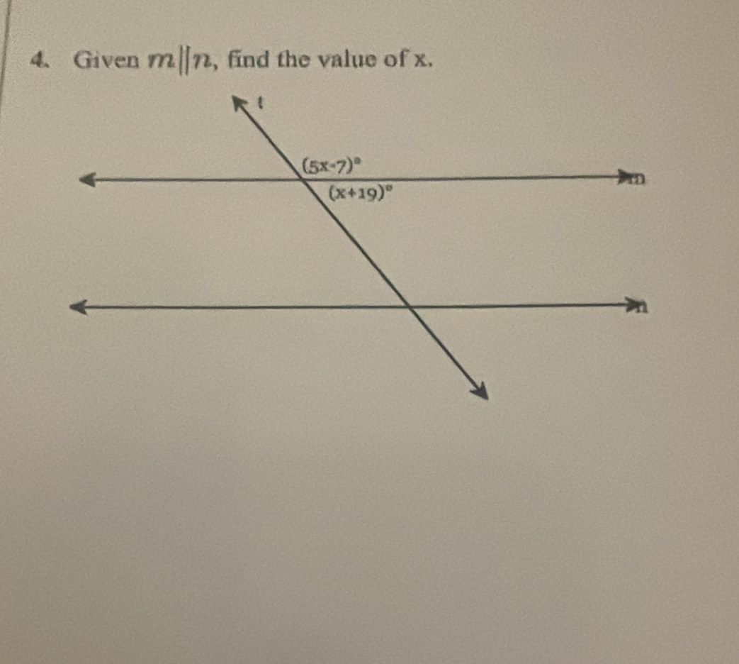 Given m||n , find the value of x.