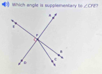 Which angle is supplementary to ∠ CFE )