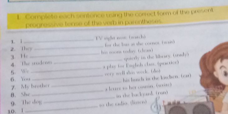 Solved: Complete each sentence using the correct form of the present ...