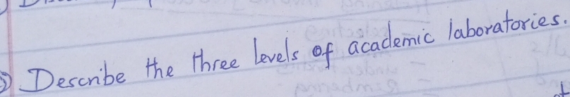 Describe the three levels of acadlemic laboratories.