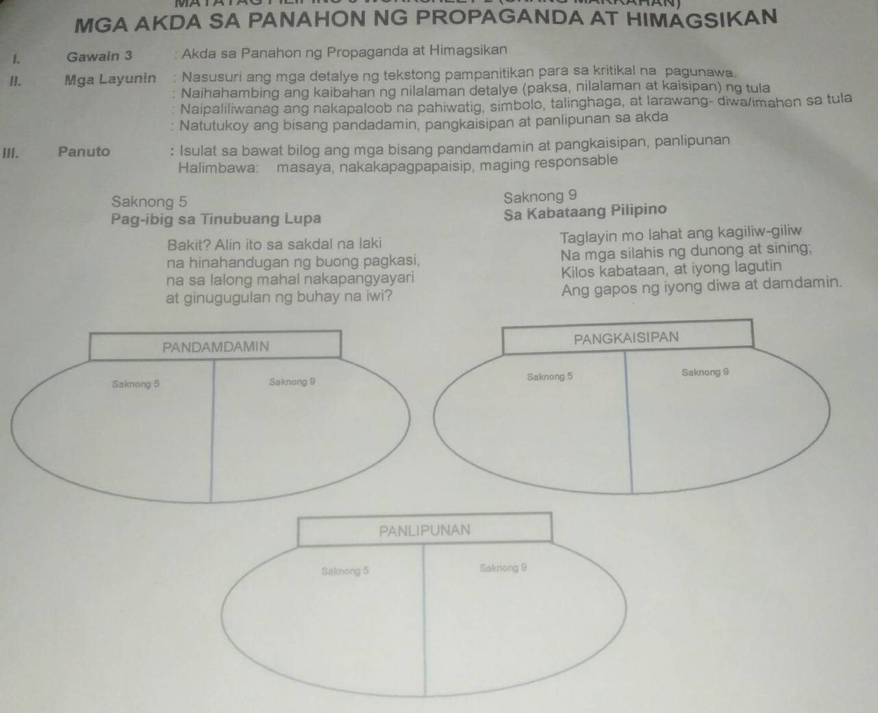 Solved: MGA AKDA SA PANAHON NG PROPAGANDA AT HIMAGSIKAN 1. Gawain 3 ...
