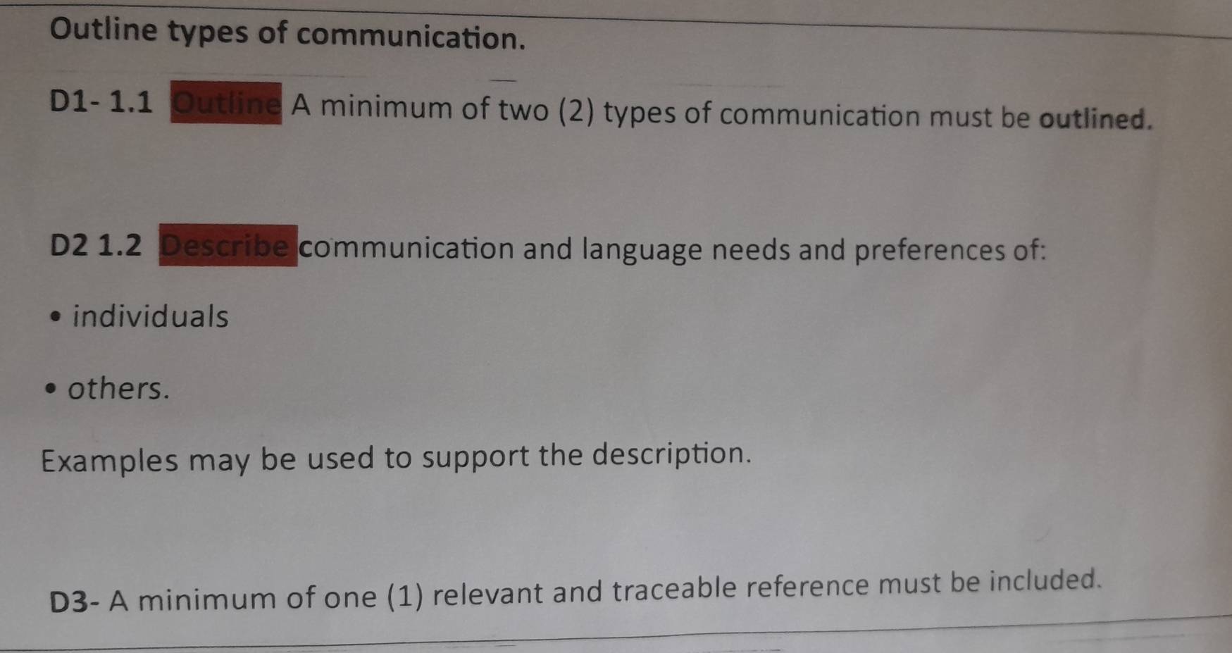 Solved: Outline types of communication. D1- 1.1 Outline A minimum of ...