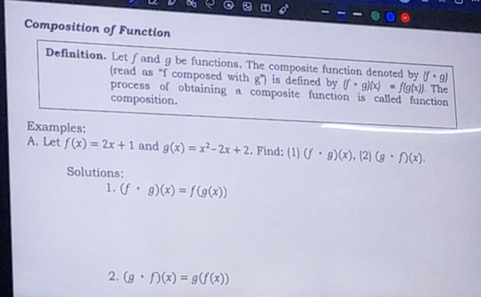 Solved: Composition of Function Definition. Let f and g be functions ...