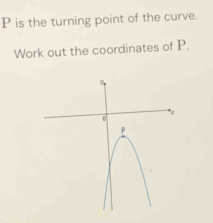 P is the turning point of the curve. 
Work out the coordinates of P.