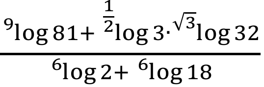 frac ^9log 81+^ 1/2 log 3·^(sqrt(3))log 32^6log 2+^6log 18