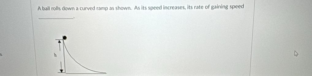 Solved: A ball rolls down a curved ramp as shown. As its speed ...