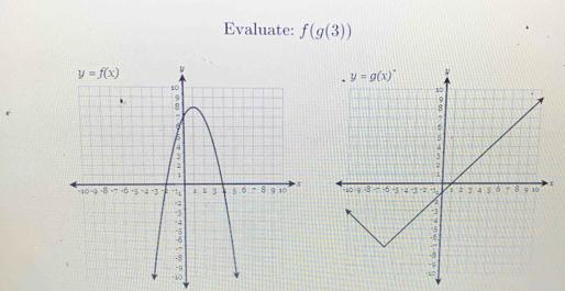 Evaluate: f(g(3))
X