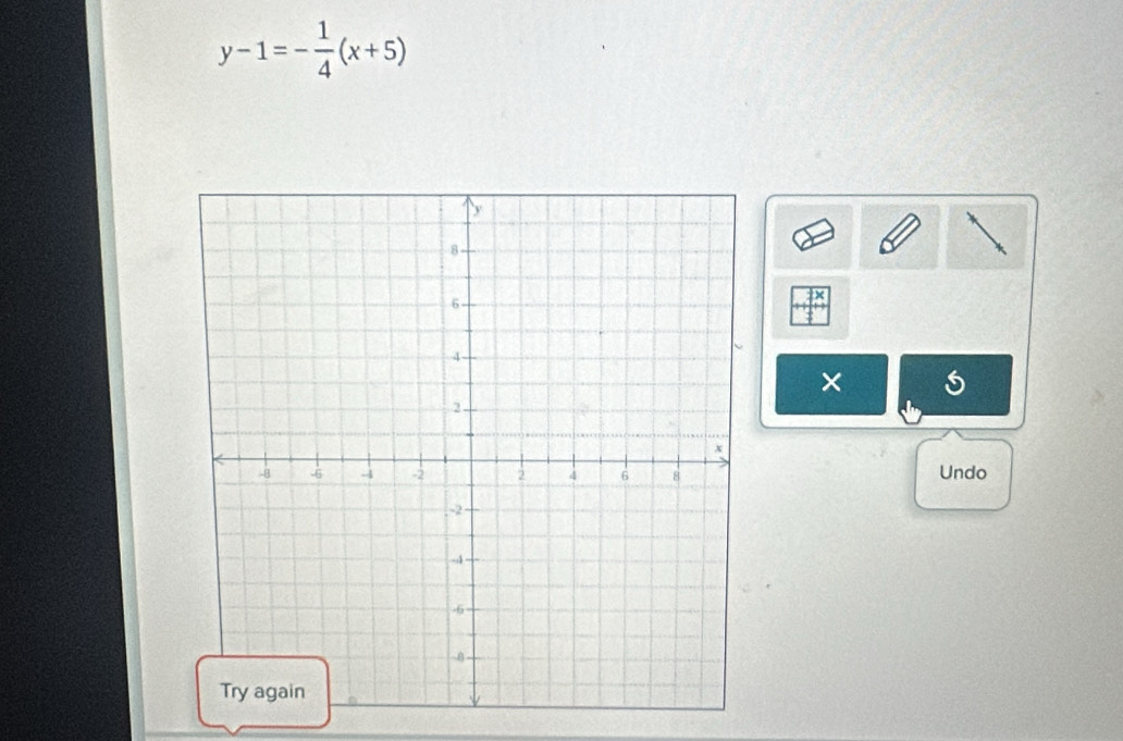 y-1=- 1/4 (x+5)
× S 
Undo