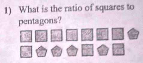 What is the ratio of squares to 
pentagons?