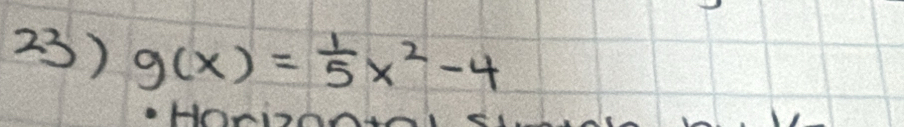 g(x)= 1/5 x^2-4
Horis