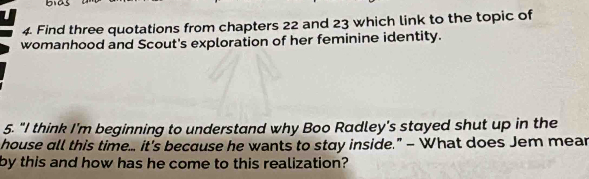 Solved: 1 4. Find three quotations from chapters 22 and 23 which link ...