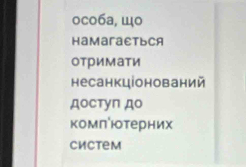 oco6a, ɯo 
HаMагAETьCA 
отримати 
несанкціонований 
достуn до 
комπίютерних 
Cиctem