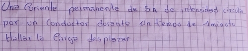 Ong Ooriente permanente de Sn de ntensided circule 
por un Conductor dorante in tiemoo de Aminutc 
Halar la Carg desplezar