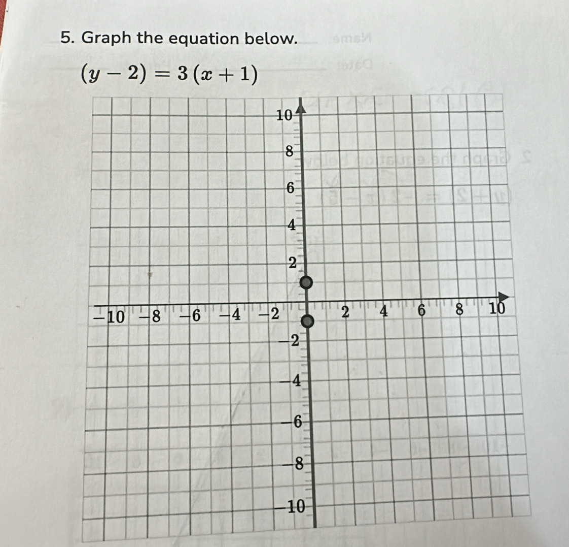 Graph the equation below.
(y-2)=3(x+1)