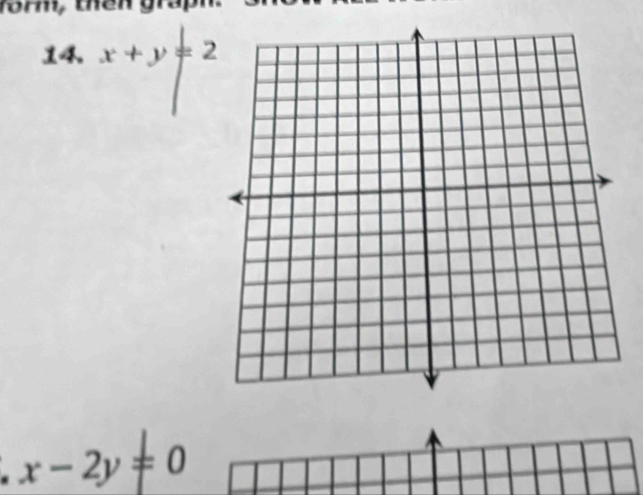 form, thên gr
14. x+y!= 2
x-2y!= 0