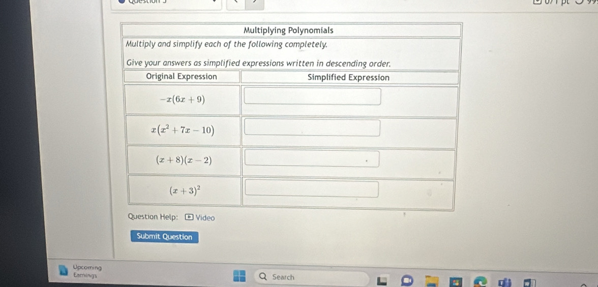 Submit Question
Upcoming
Earnings Search