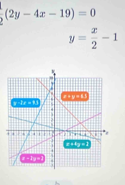 (2y-4x-19)=0
y= x/2 -1