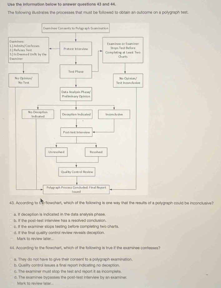 Solved: Use the information below to answer questions 43 and 44. The ...