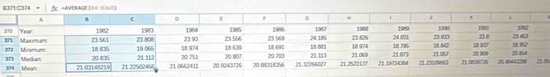 B371:C374 =AVERAGE (64:8366)
6