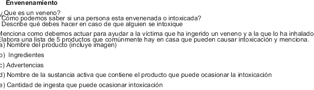 Resuelto:Enven enamiento Que es un veneno? Cómo podemos saber si una ...