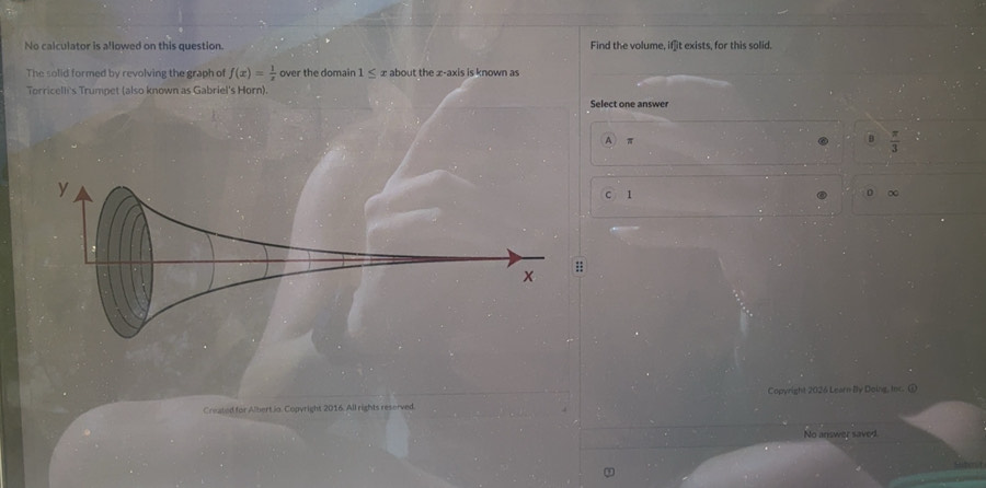 Solved: No calculator is allowed on this question. Find the volume, if ...