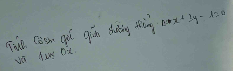 Tha Cosm goí qiā duōing thing Delta x+3y-1=0
vá tuc Ox.