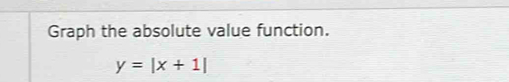 Graph the absolute value function.
y=|x+1|