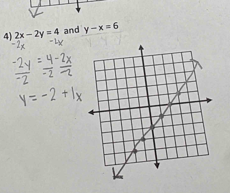 2x-2y=4 and y-x=6