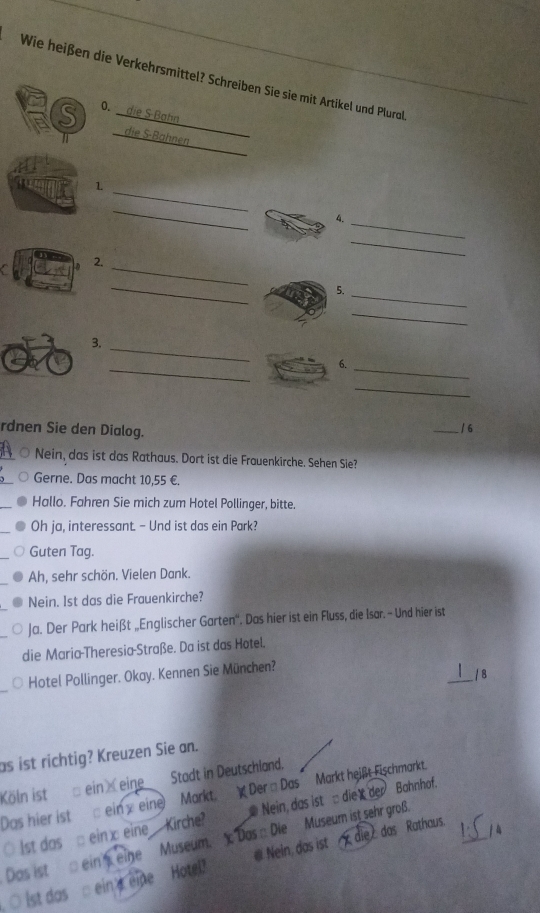 RisoltoWie heißen die Verkehrsmittel? Schreiben Sie sie mit Artikel