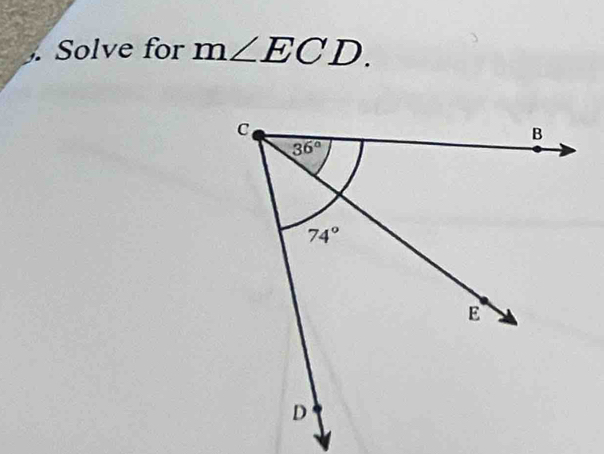 Solve for m∠ ECD.