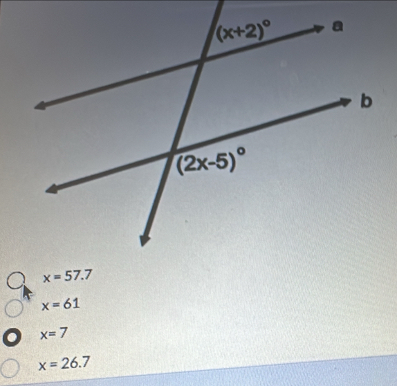 x=61
o x=7
x=26.7