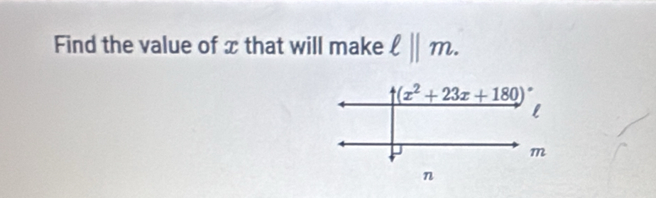 Find the value of x that will make ell ||m.