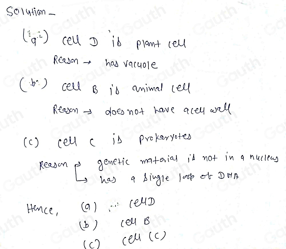Solved: The figure below shows four different types of cell. Call A ...