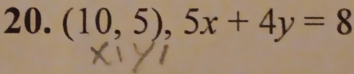 (10,5), 5x+4y=8