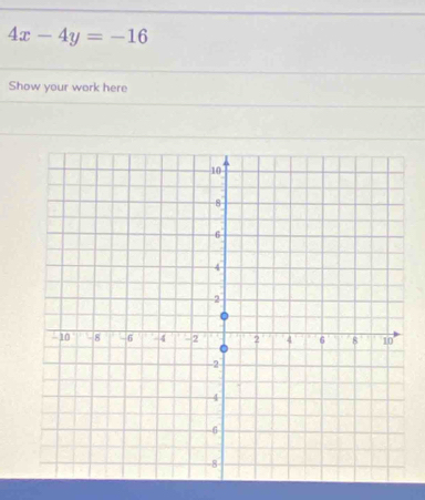 4x-4y=-16
Show your work here