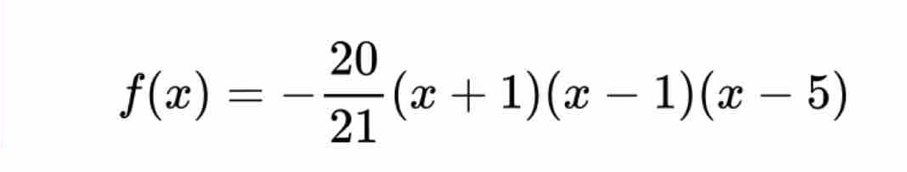 f(x)=- 20/21 (x+1)(x-1)(x-5)