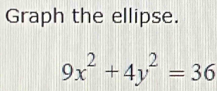 Graph the ellipse.
9x^2+4y^2=36