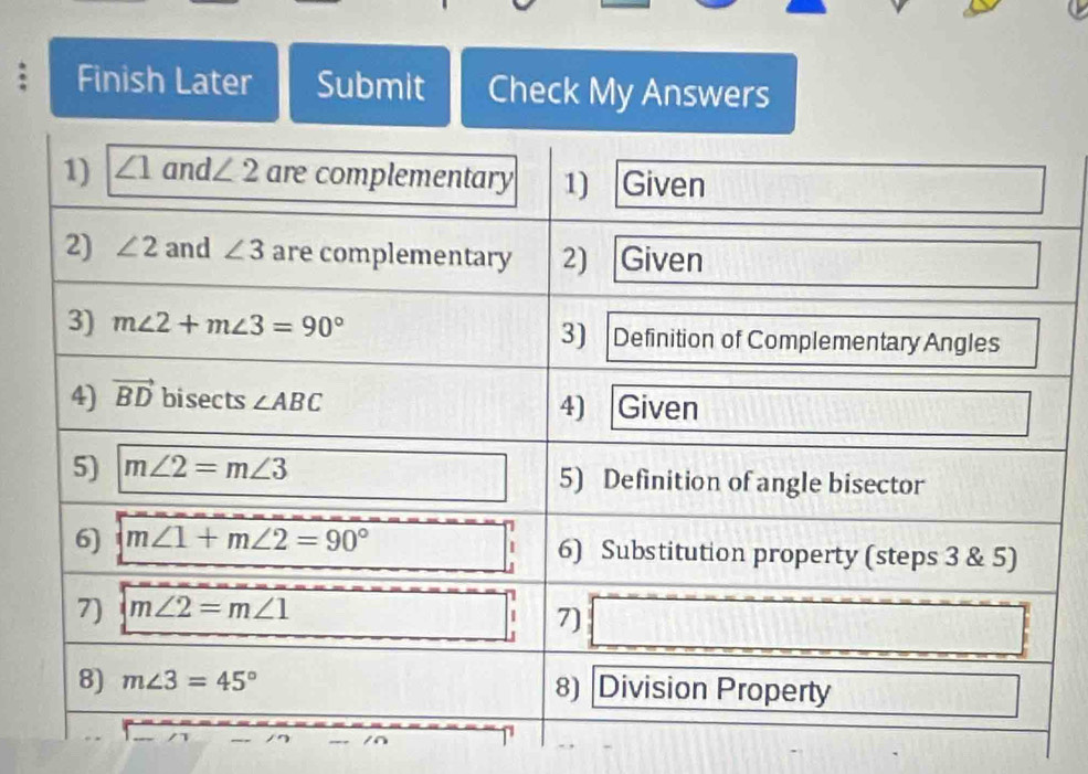 Finish Later Submit Check My Answers