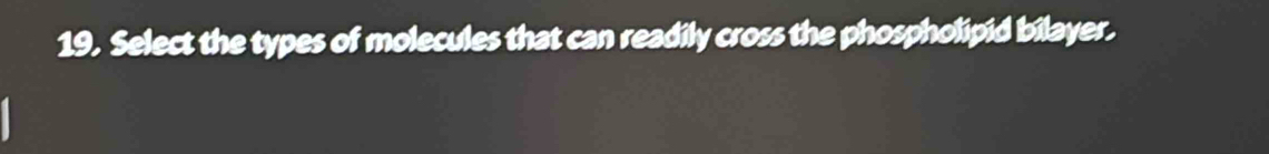 Select the types of molecules that can readily cross the phospholipid bilayer.