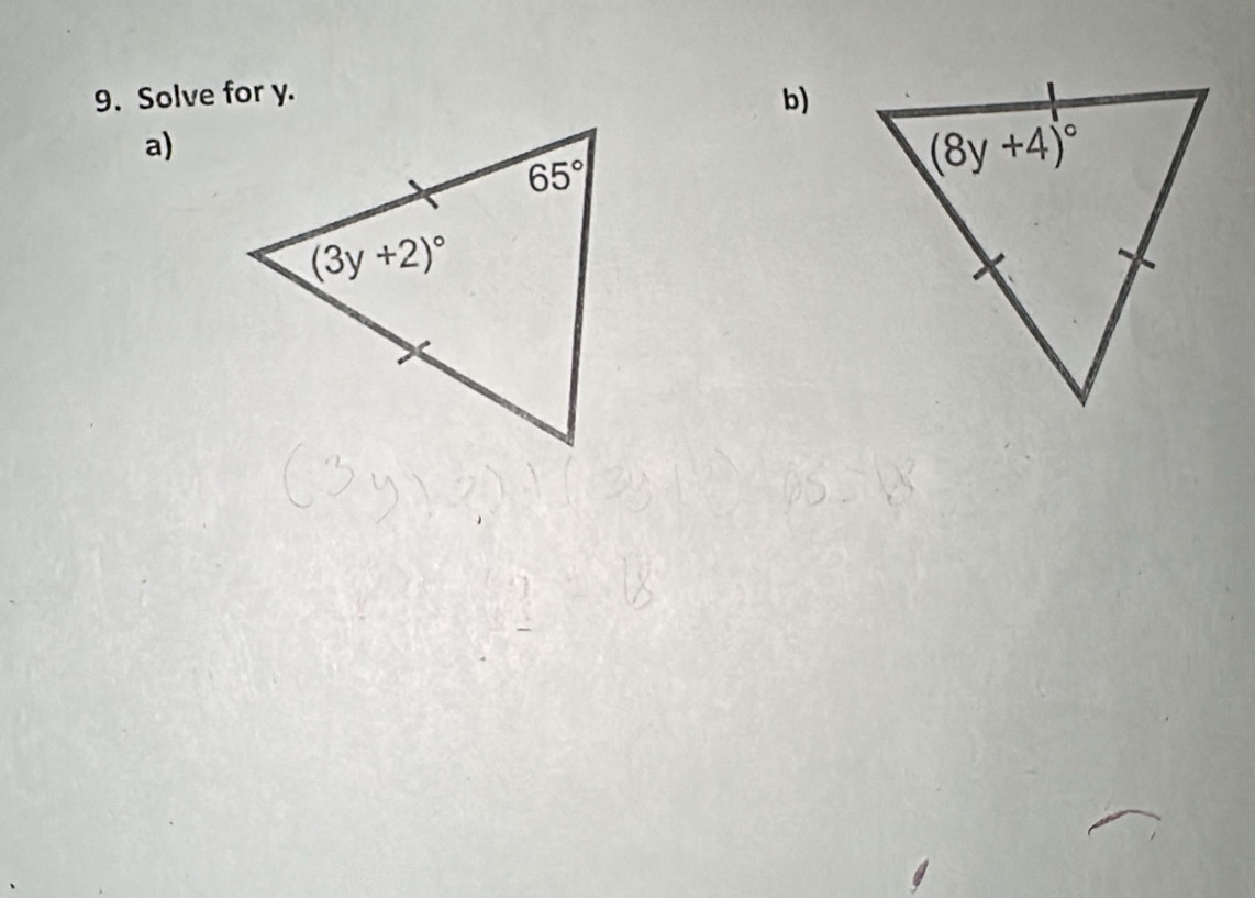 Solve for y. b)
a)