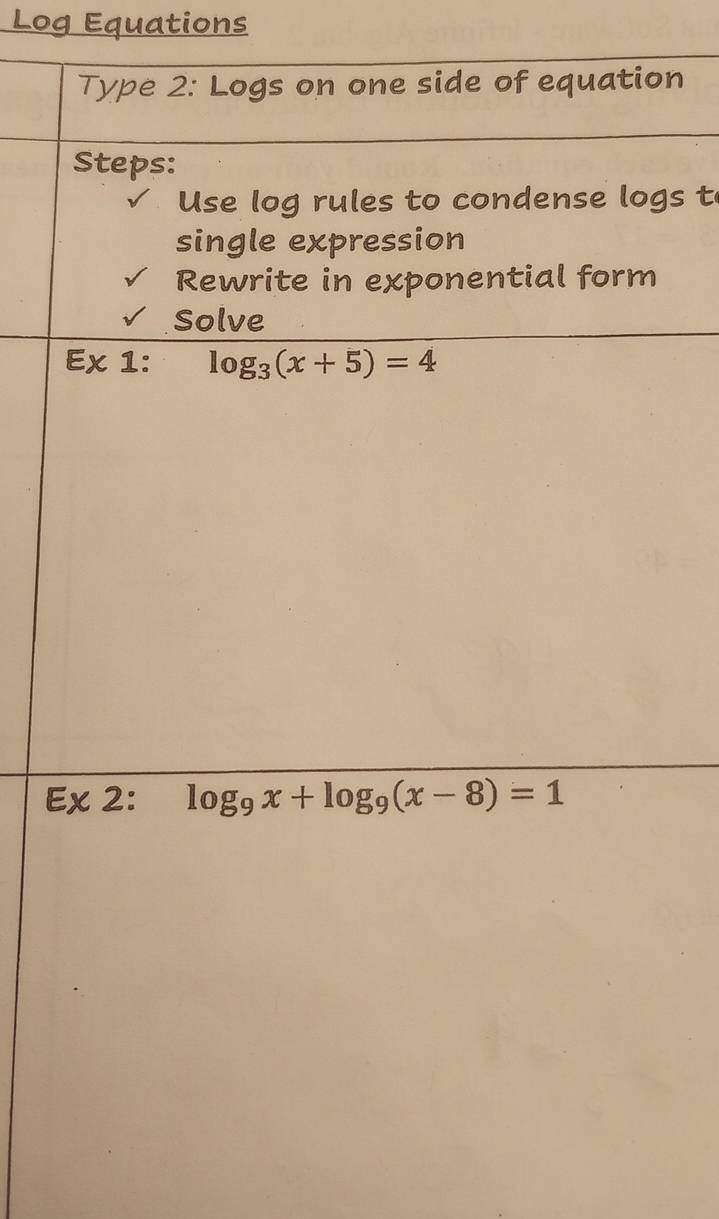 Log Equations
n
gs t
E