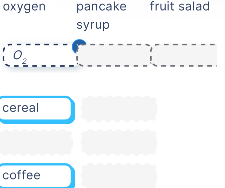 oxygen pancake fruit salad 
syrup
2
cereal 
coffee