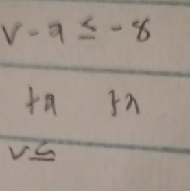 v-9≤ -8
+a In
v≤