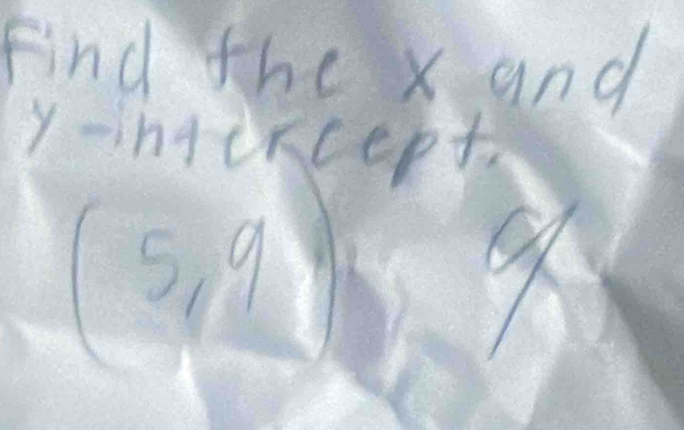 find the xang d
y -intexcept.
(5,9