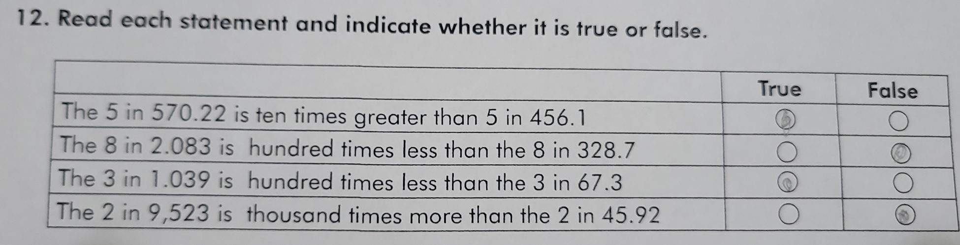 Solved: Read each statement and indicate whether it is true or false ...